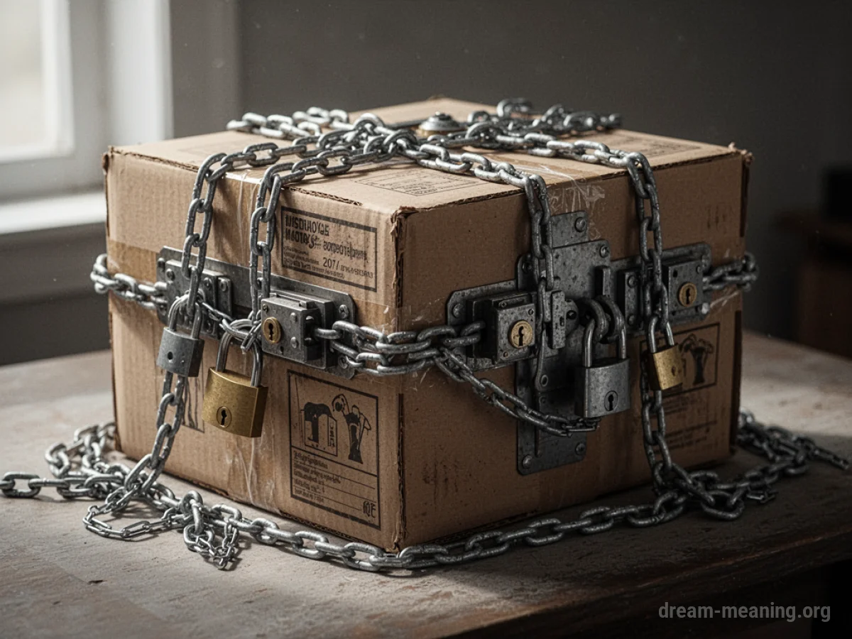 A sealed cardboard box with multiple locks.
