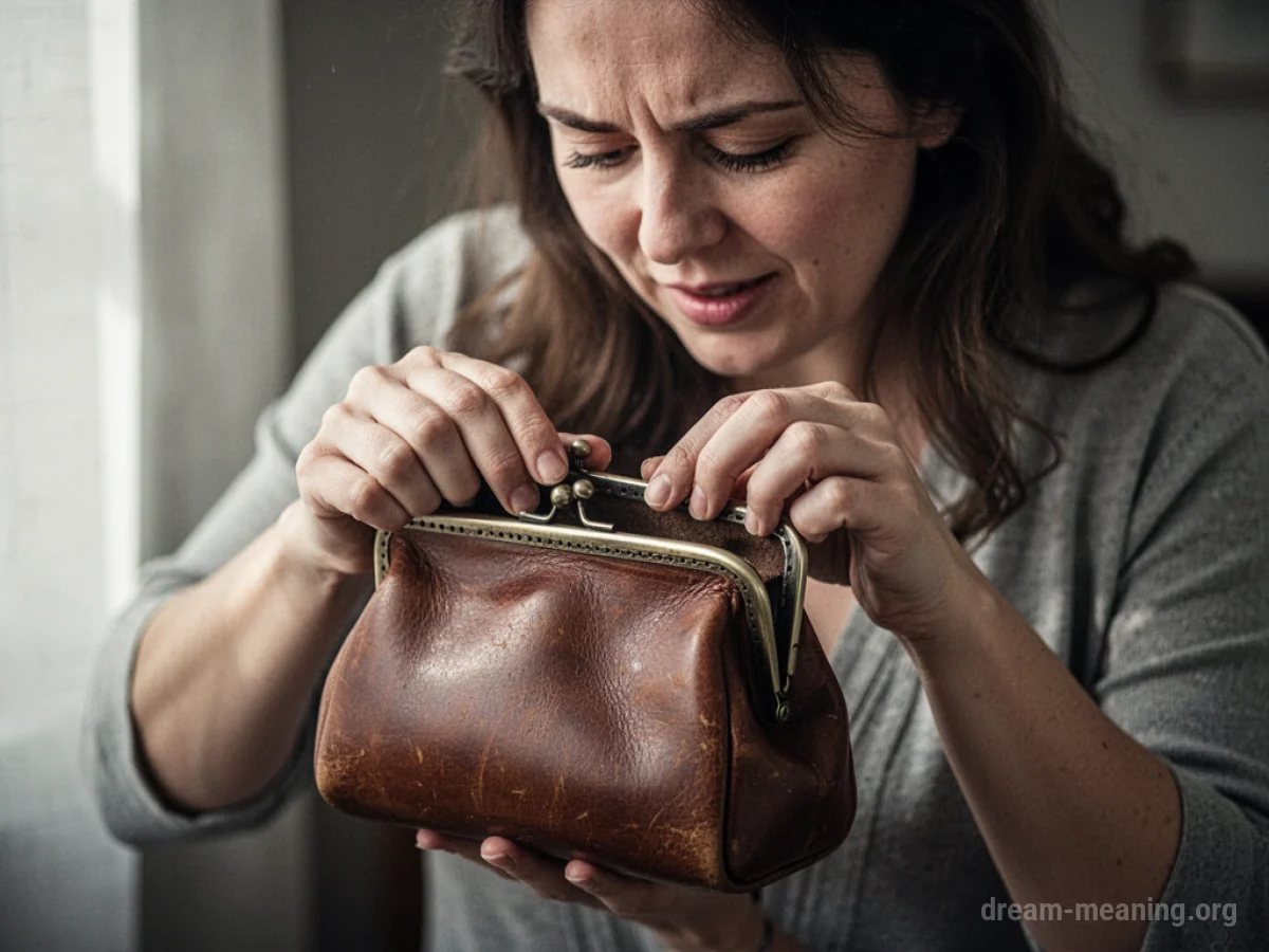 A woman's hands trying to force open a closed purse clasp.