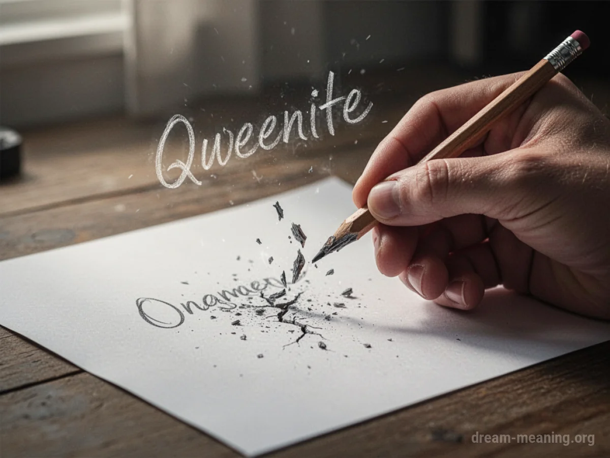 A hand holding a broken pencil over a blank sheet of paper.
