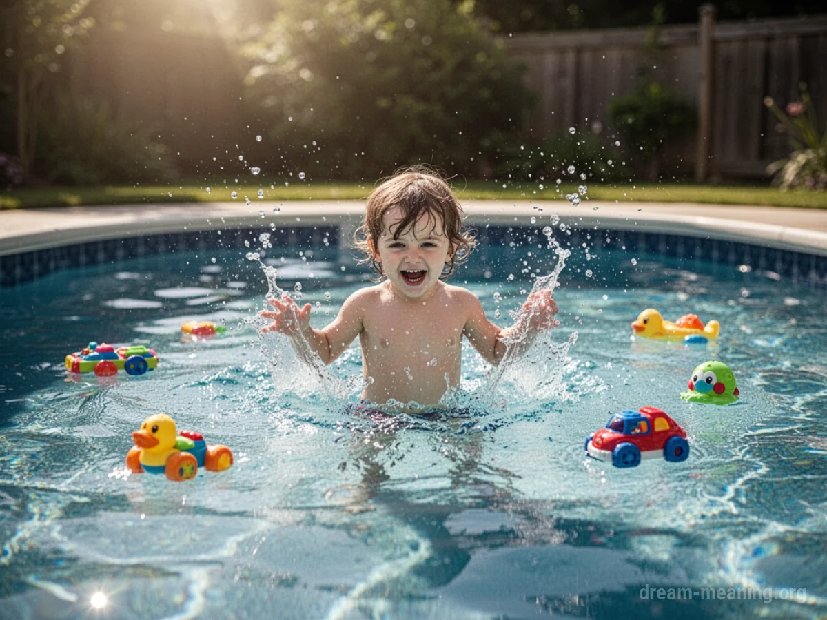 A young child playing in a swimming pool.