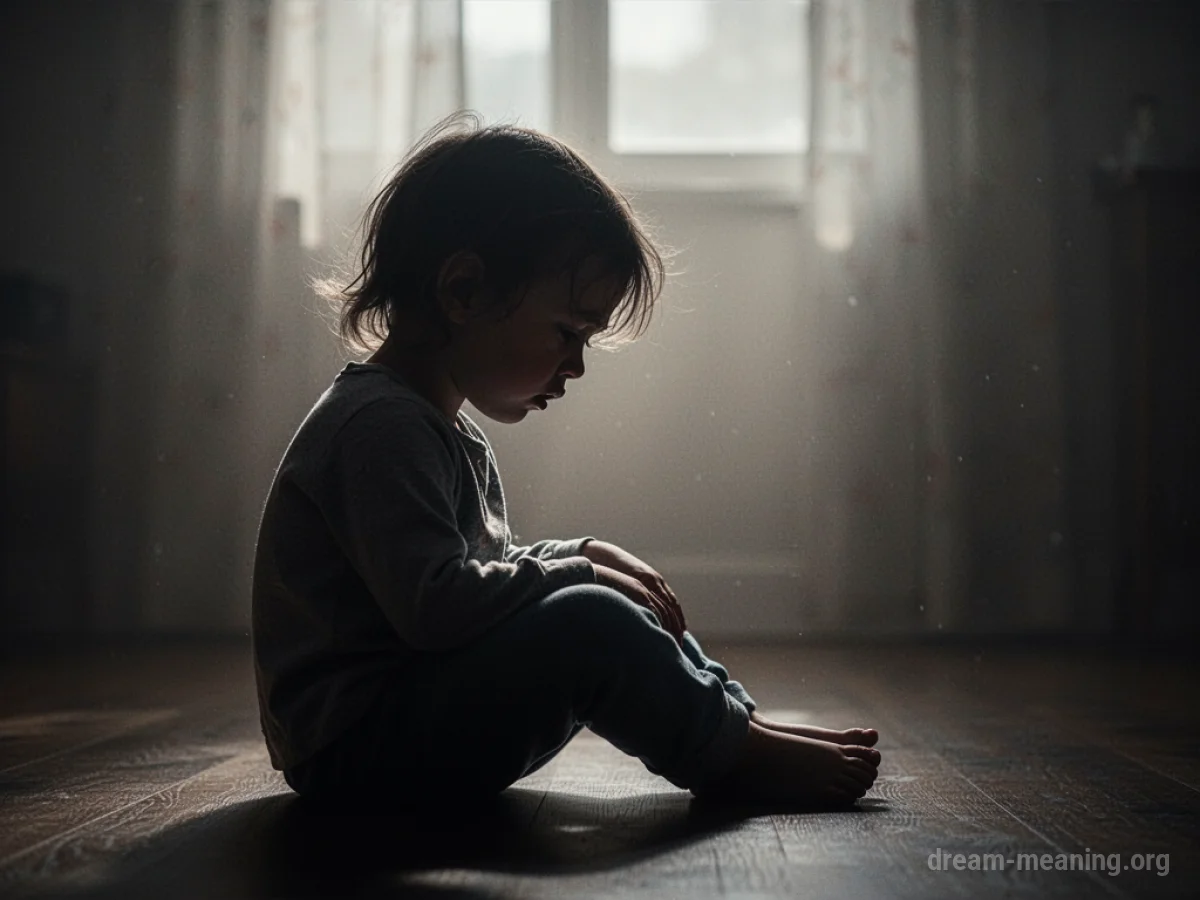 Silhouette of a distressed child sitting alone.