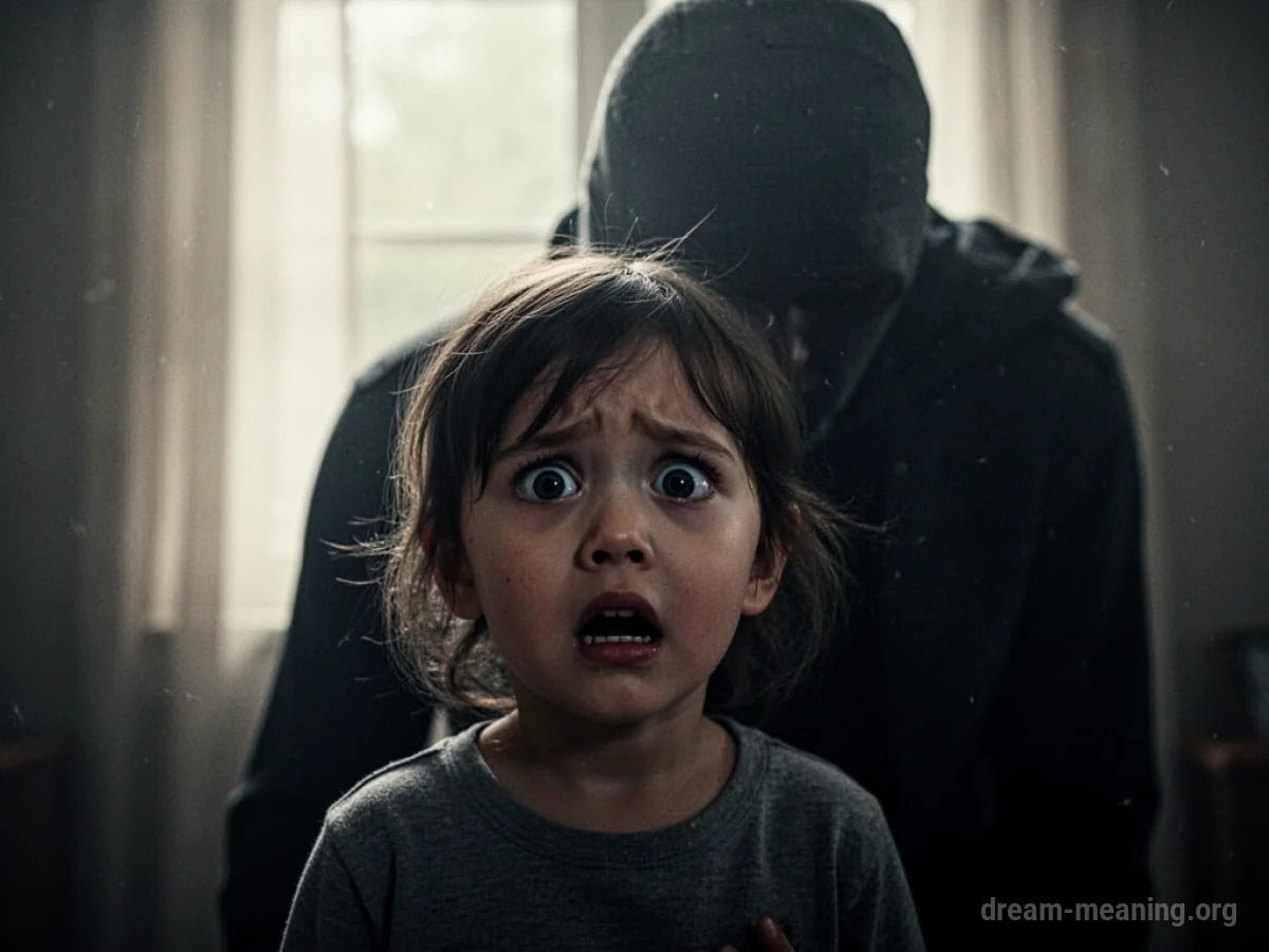 Silhouette of a child looking frightened, with a larger silhouette figure behind them.