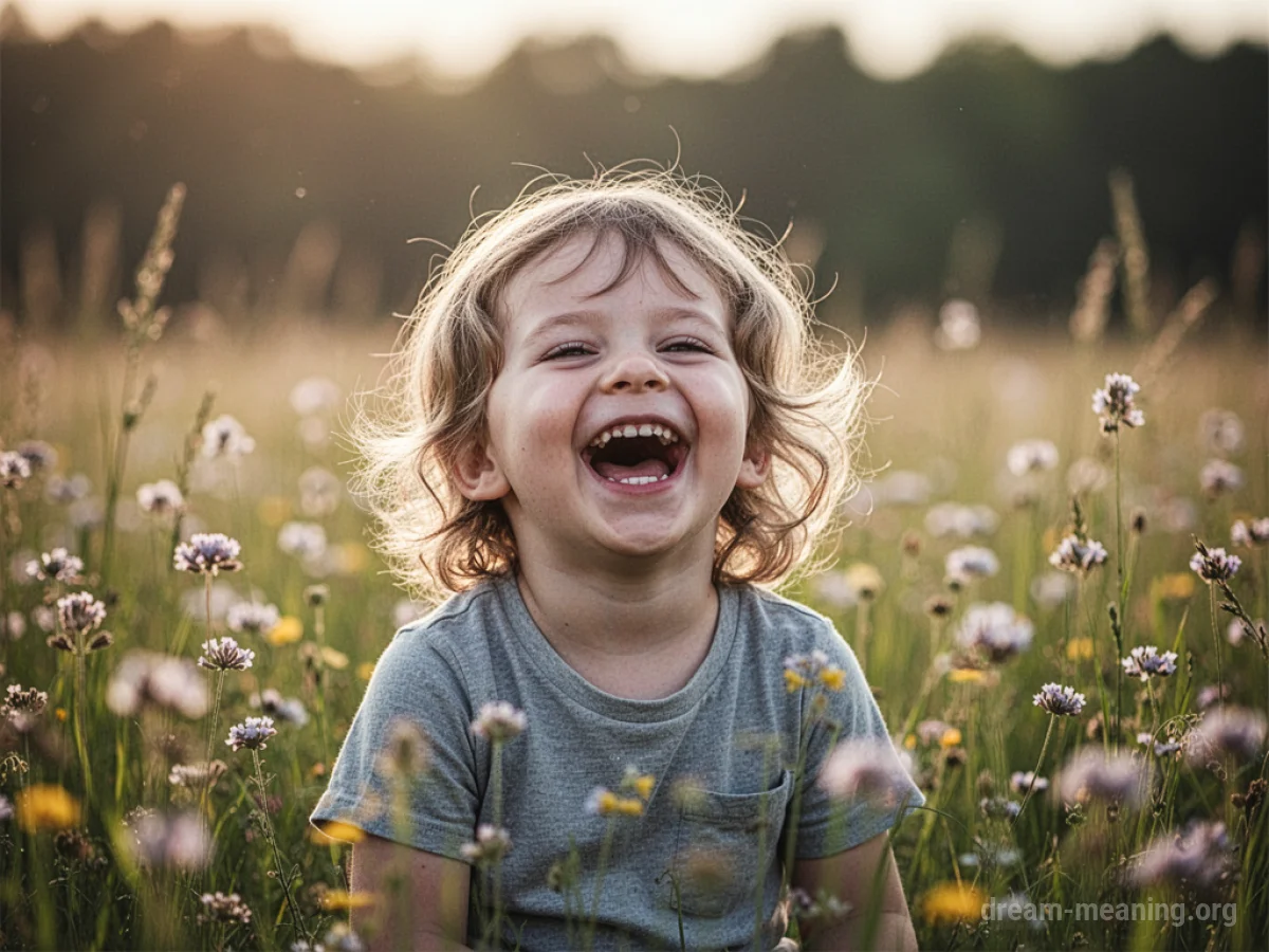 A child with eyes closed and a smile on their face, bathed in sunlight.