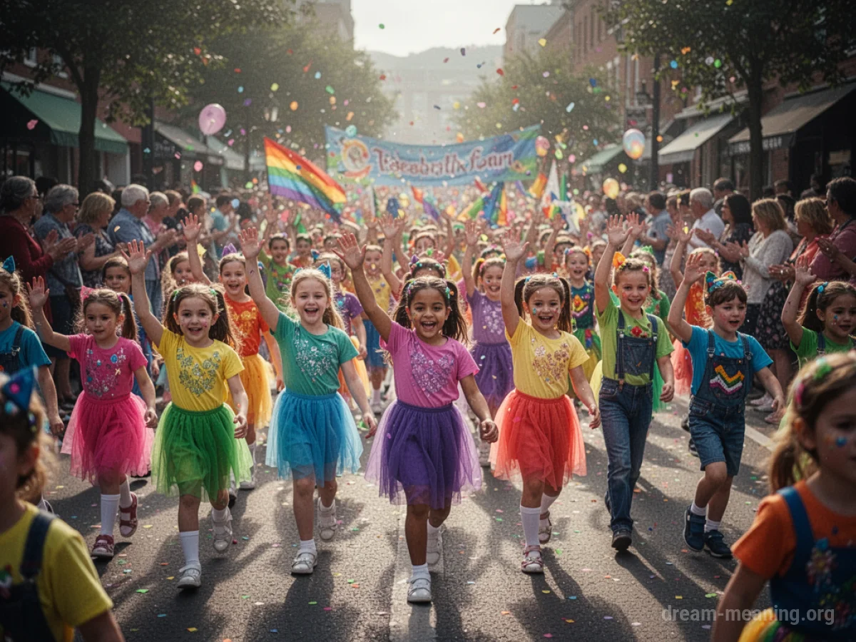 A vibrant parade filled with cheerful children.