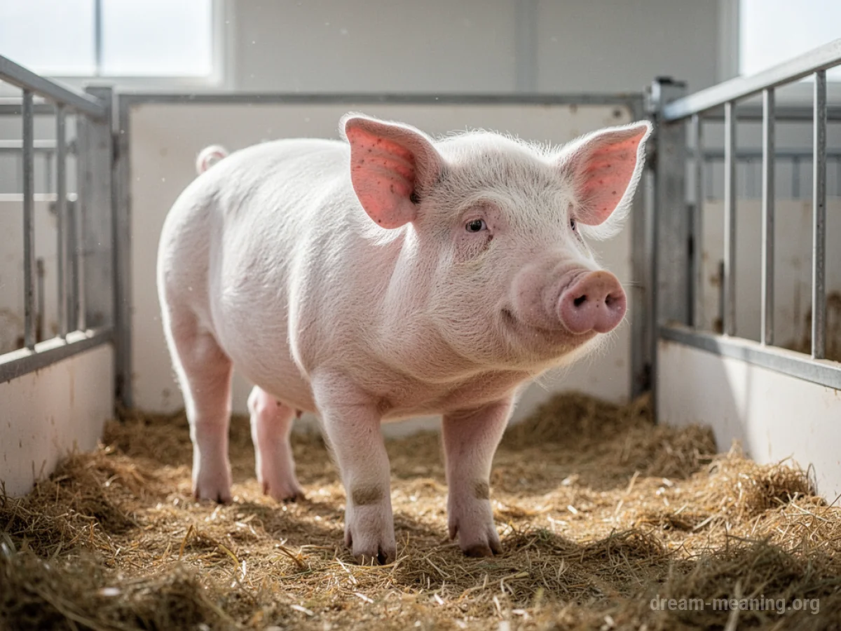 A white pig in a spotless pen.