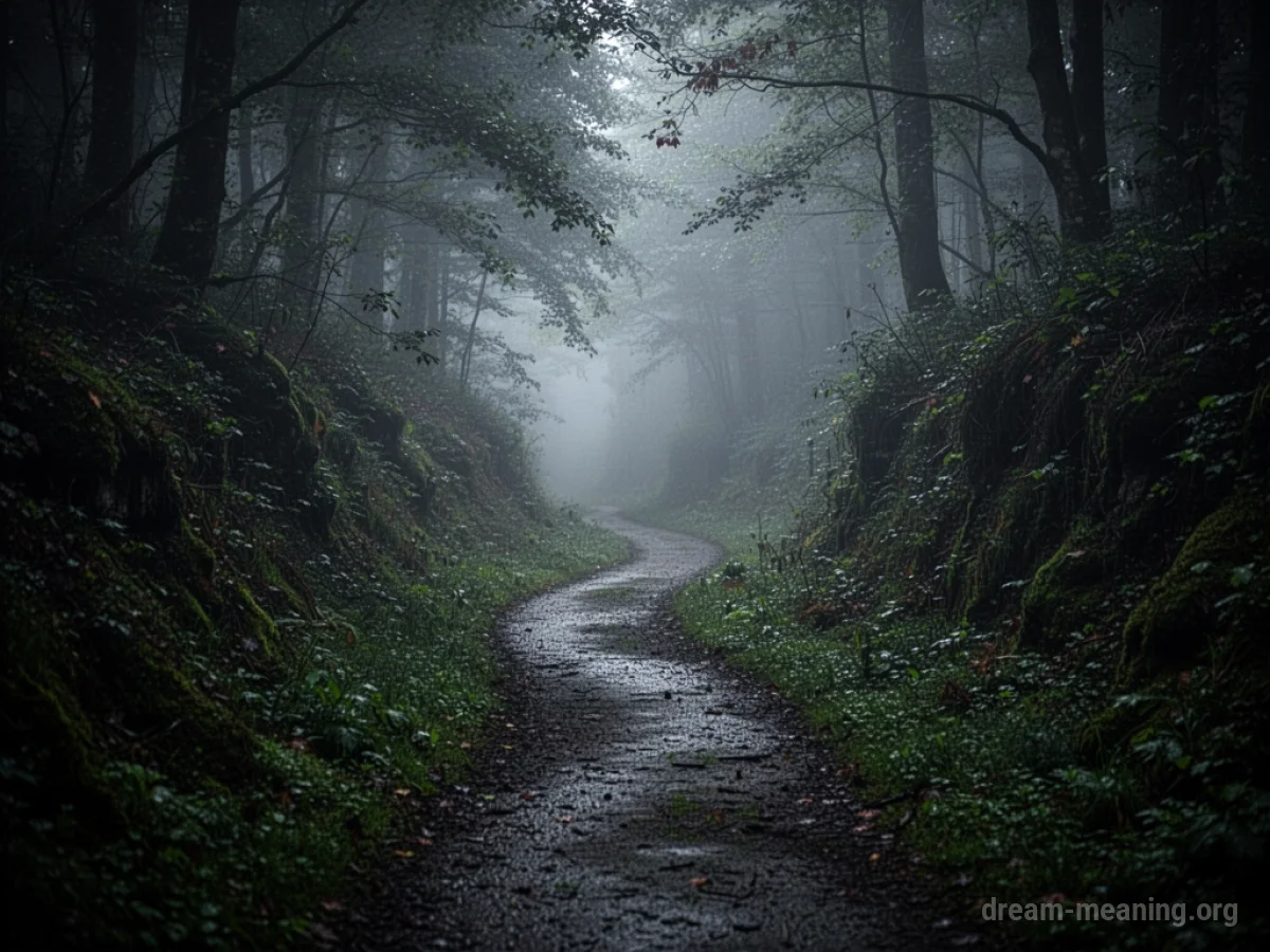 A path fading into darkness.