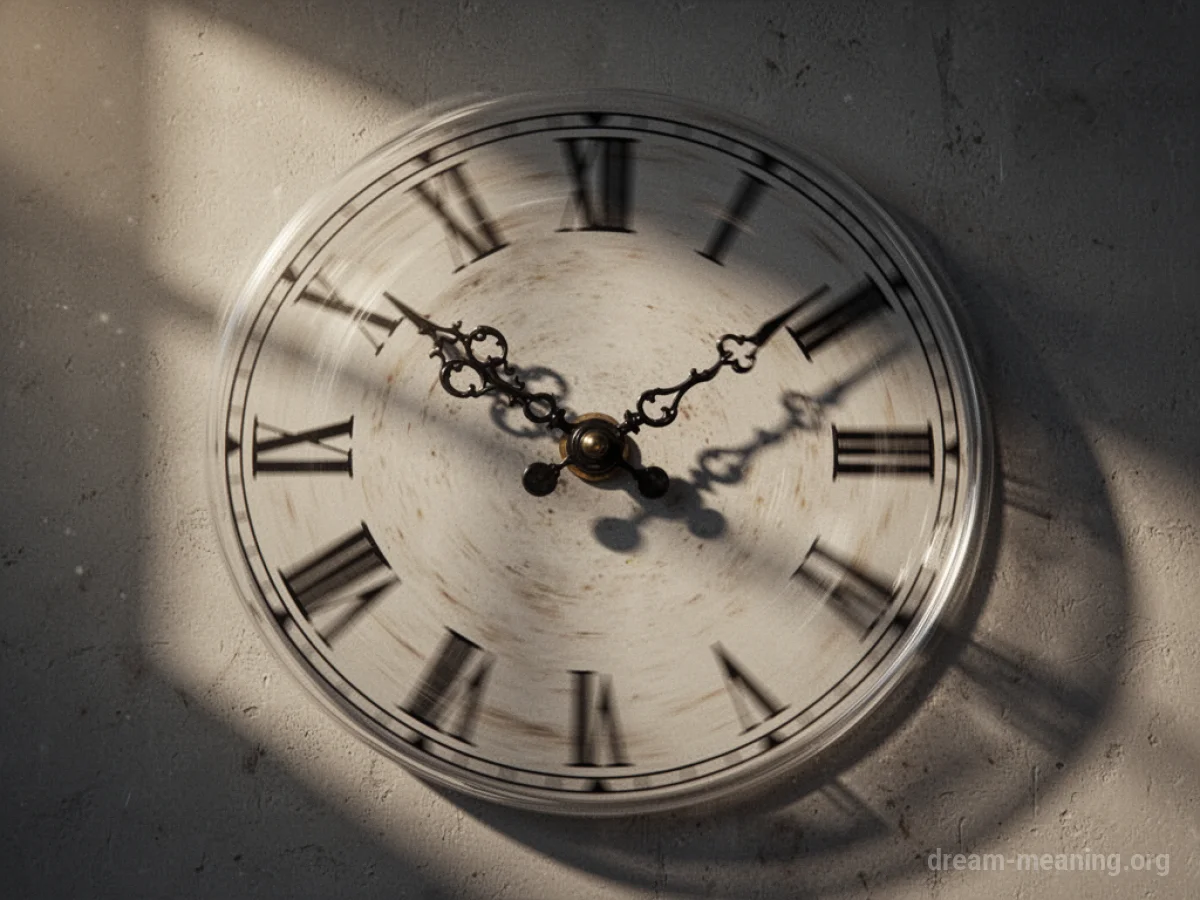 A clock face with blurred hands.