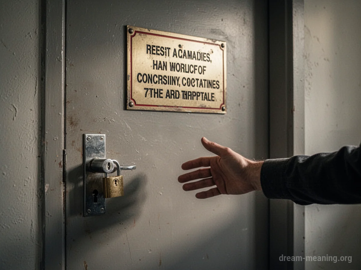 A hand hovering near a closed door with a 'No Entry' sign.