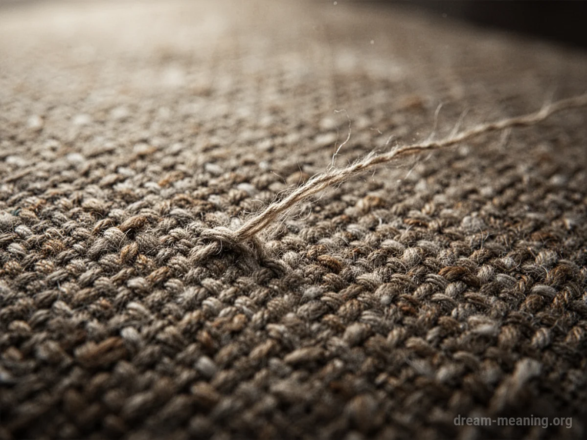 A single thread pulling away from a uniform weave.