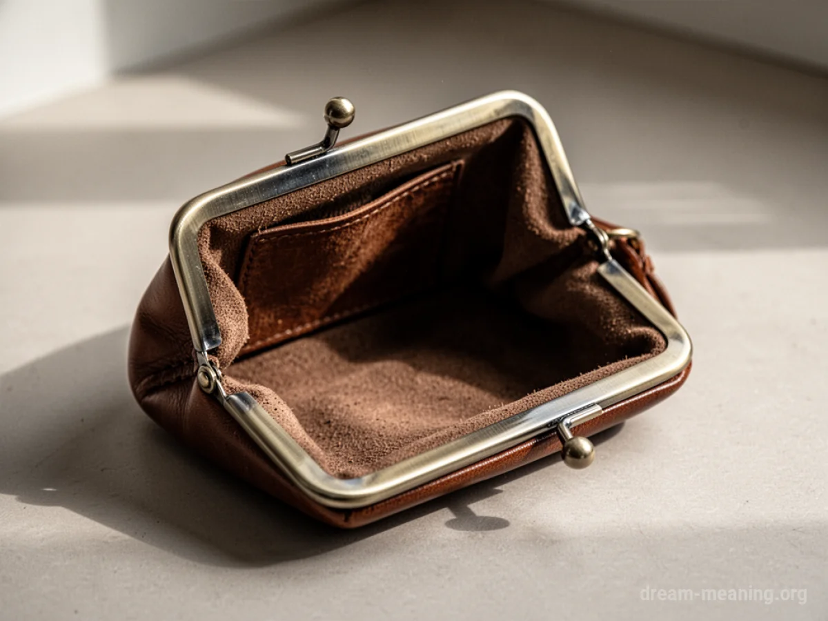 An open, empty purse.