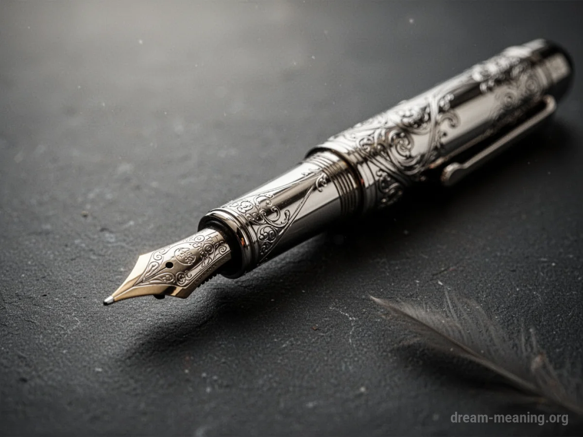 A luxurious fountain pen with intricate detailing.