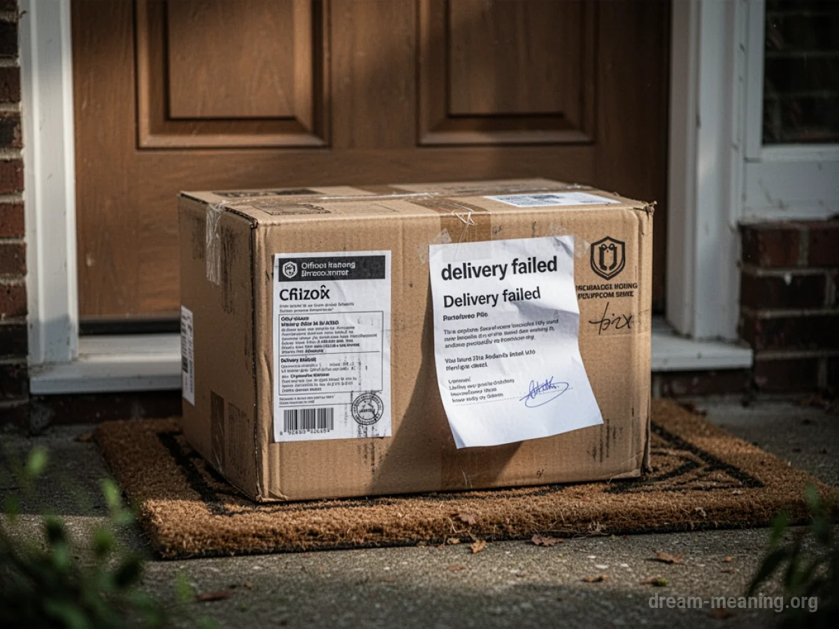 A package left on a doorstep with a notice.