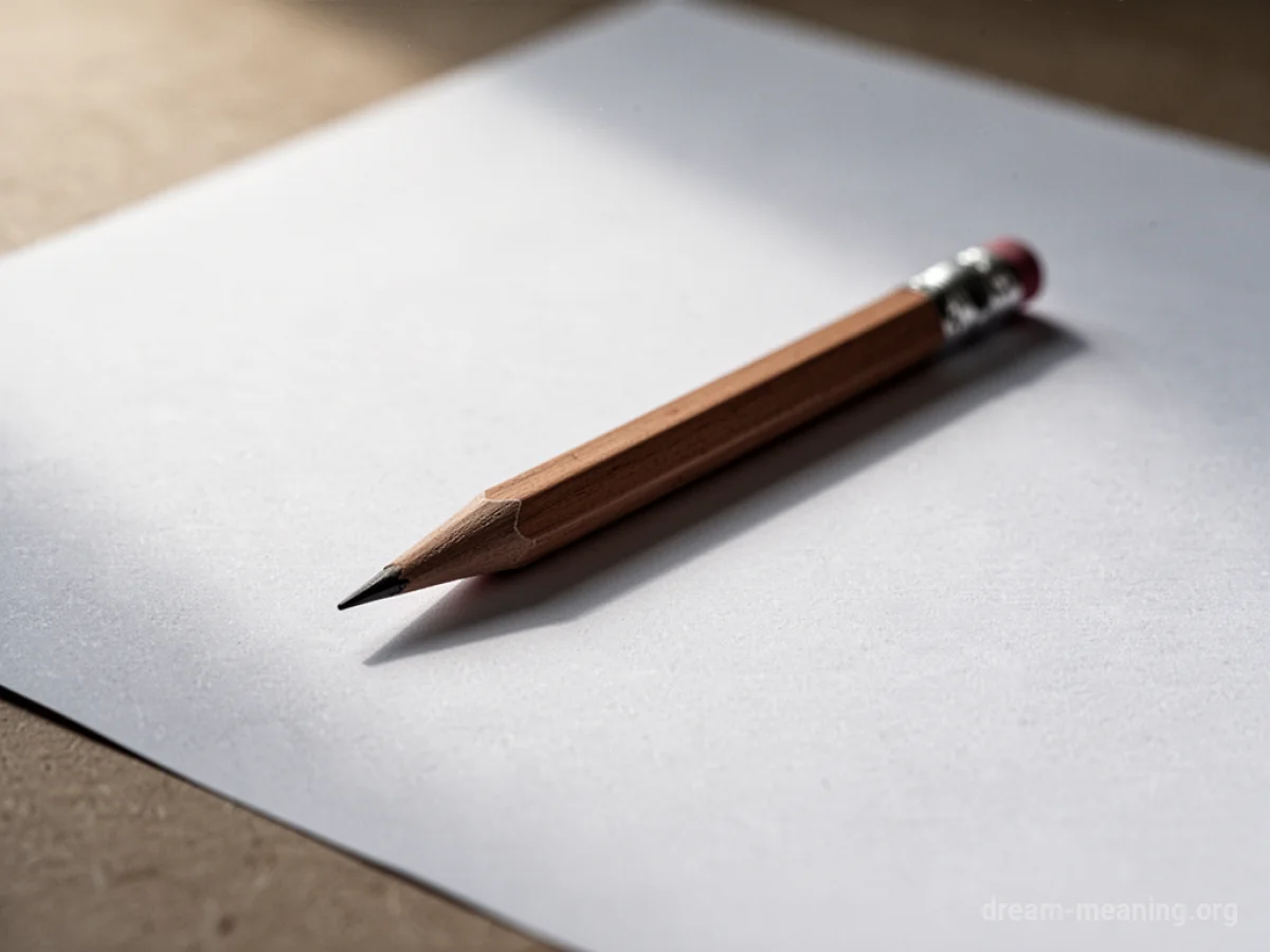 A pencil rests on a white sheet of paper.