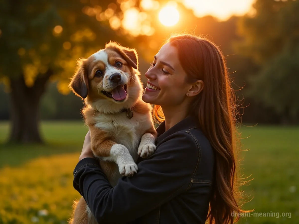 A person hugging a dog outdoors.