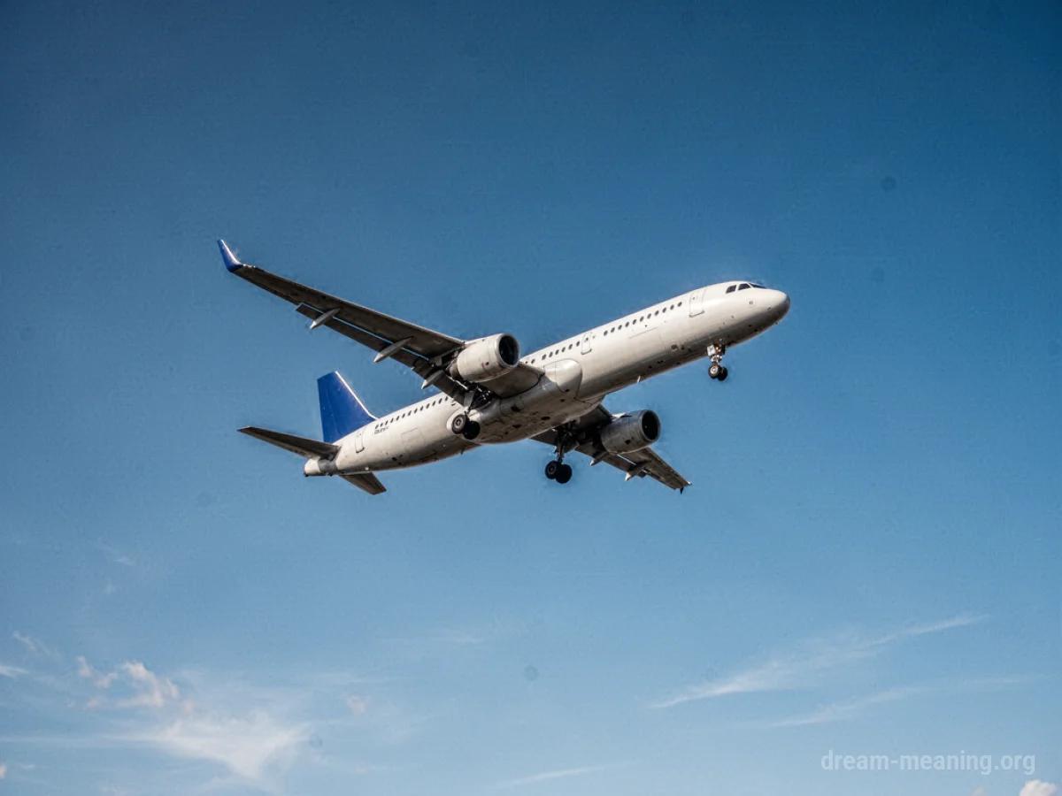 An airplane flying high in a blue sky.