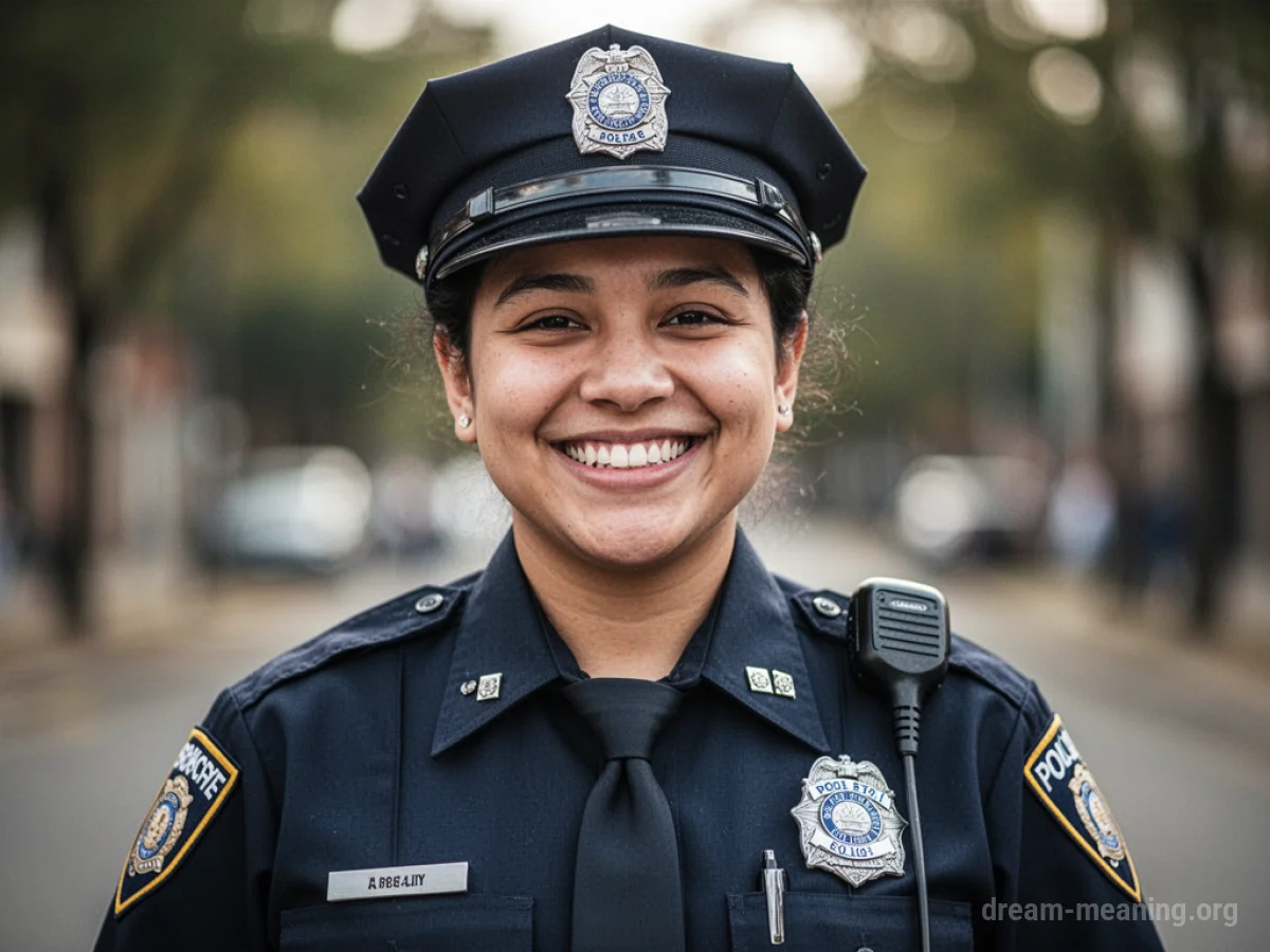 A person in a police uniform smiling warmly.
