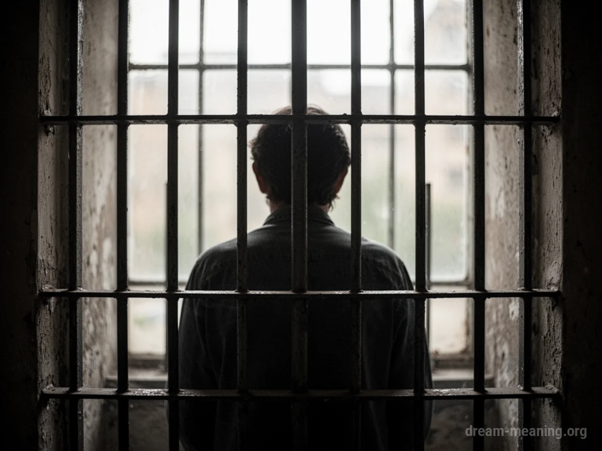 Silhouette of a person behind bars
