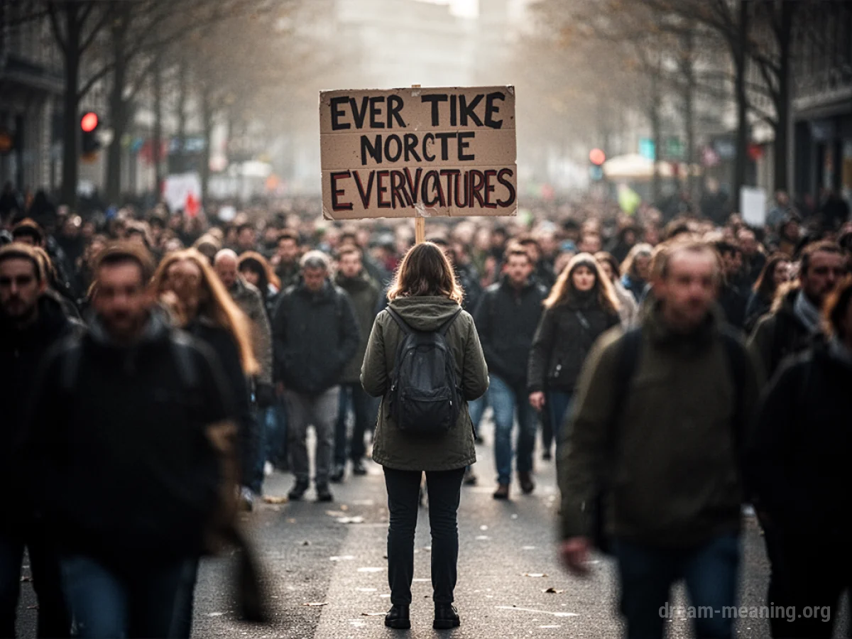 A single person holding a sign amidst a crowd.
