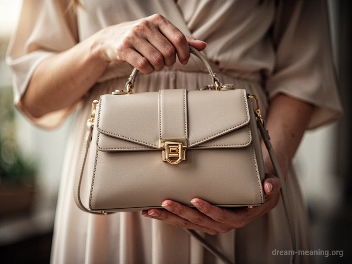 Hands holding a new purse.