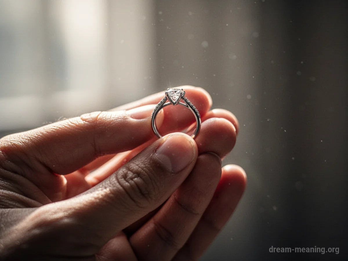A close-up of a hand holding a ring.