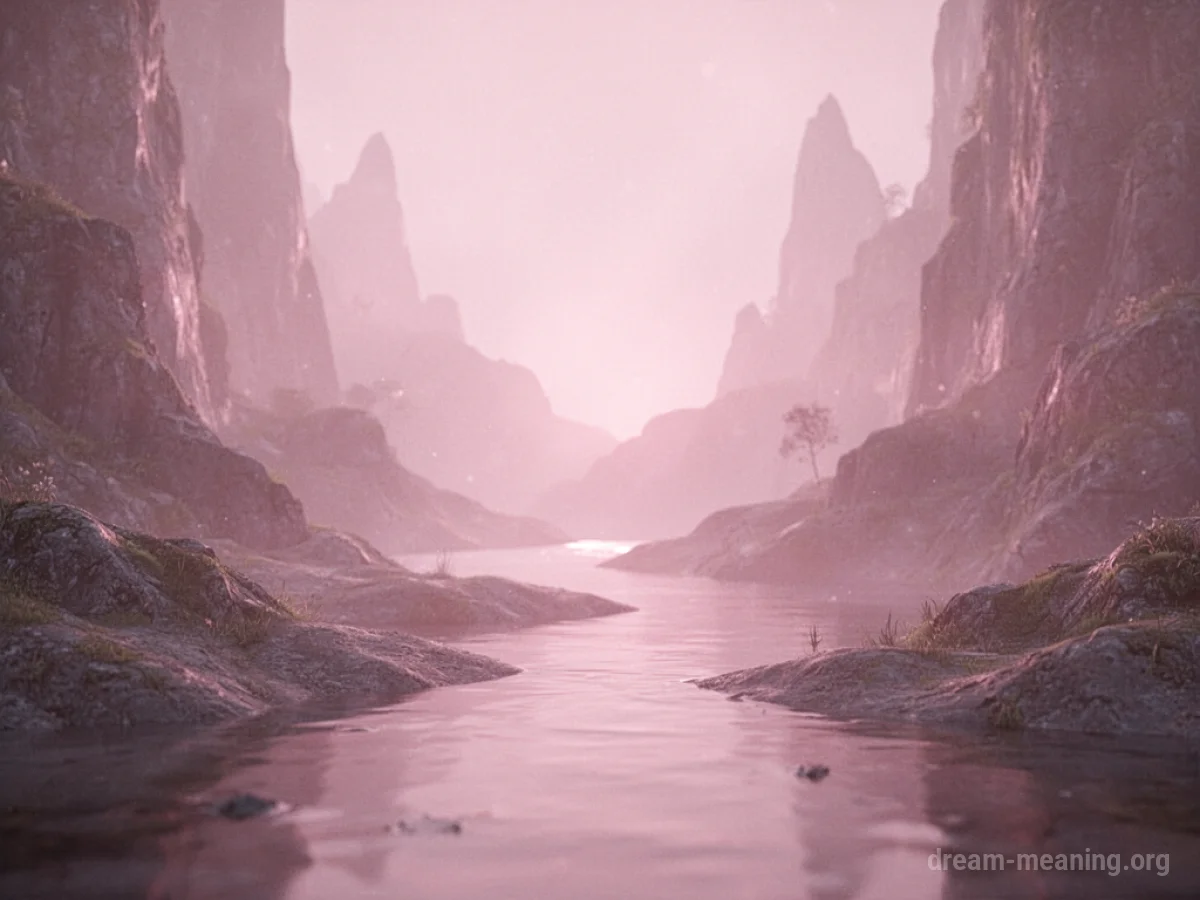A soft, diffused pink light filling a dark, abstract space.