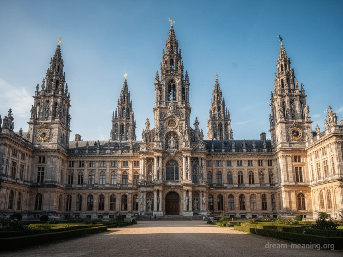 A large, elaborate palace with many windows and decorative features.