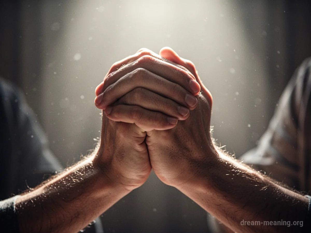 Two hands clasped together in a praying gesture.