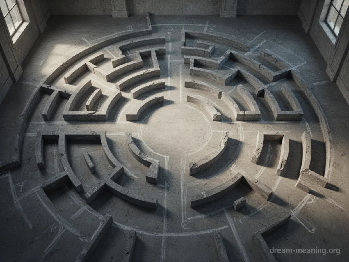 A faint maze pattern on a floor.