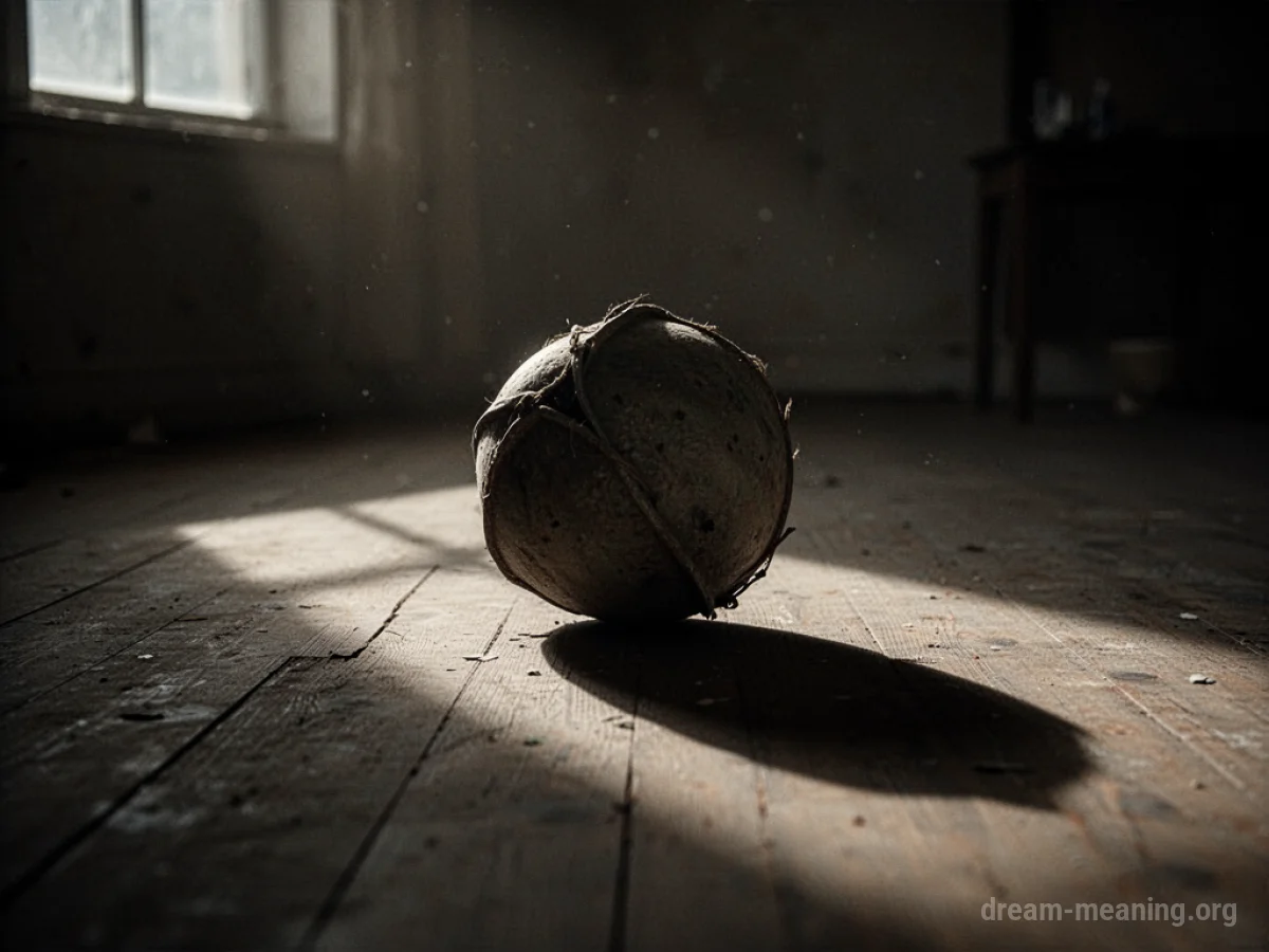 A dark, indistinct shape partially covered by a cloth in a dimly lit room.