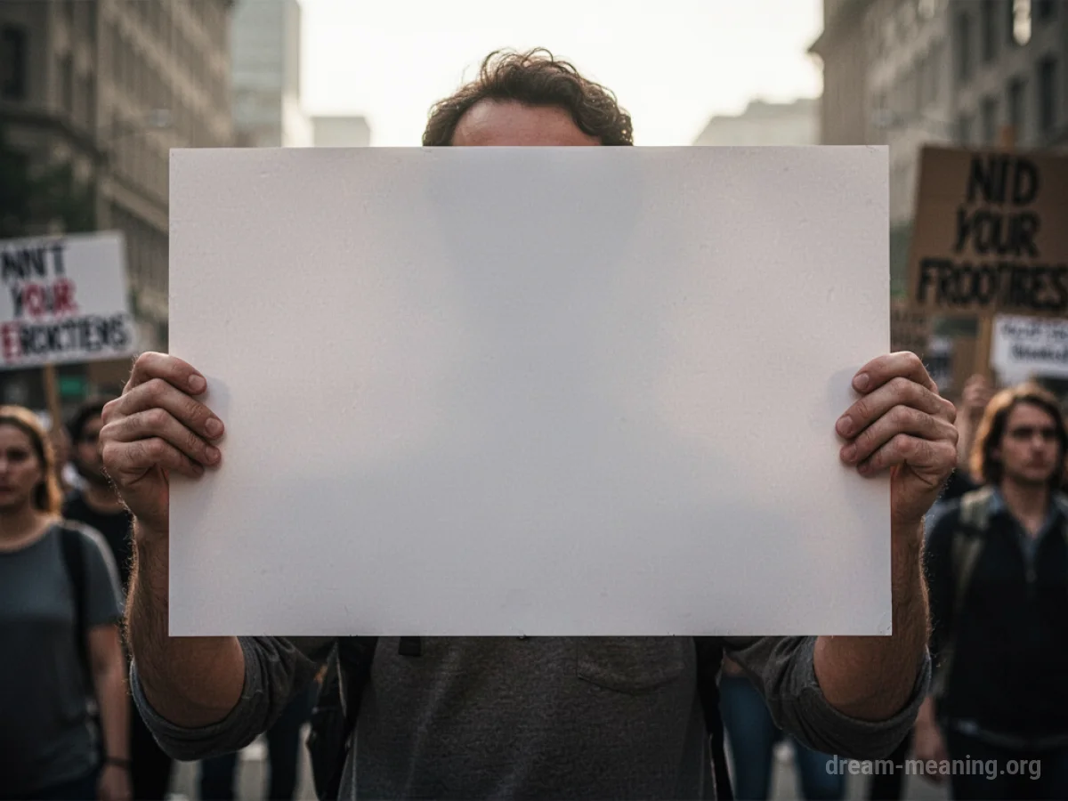 A person's hands holding a blank protest sign.