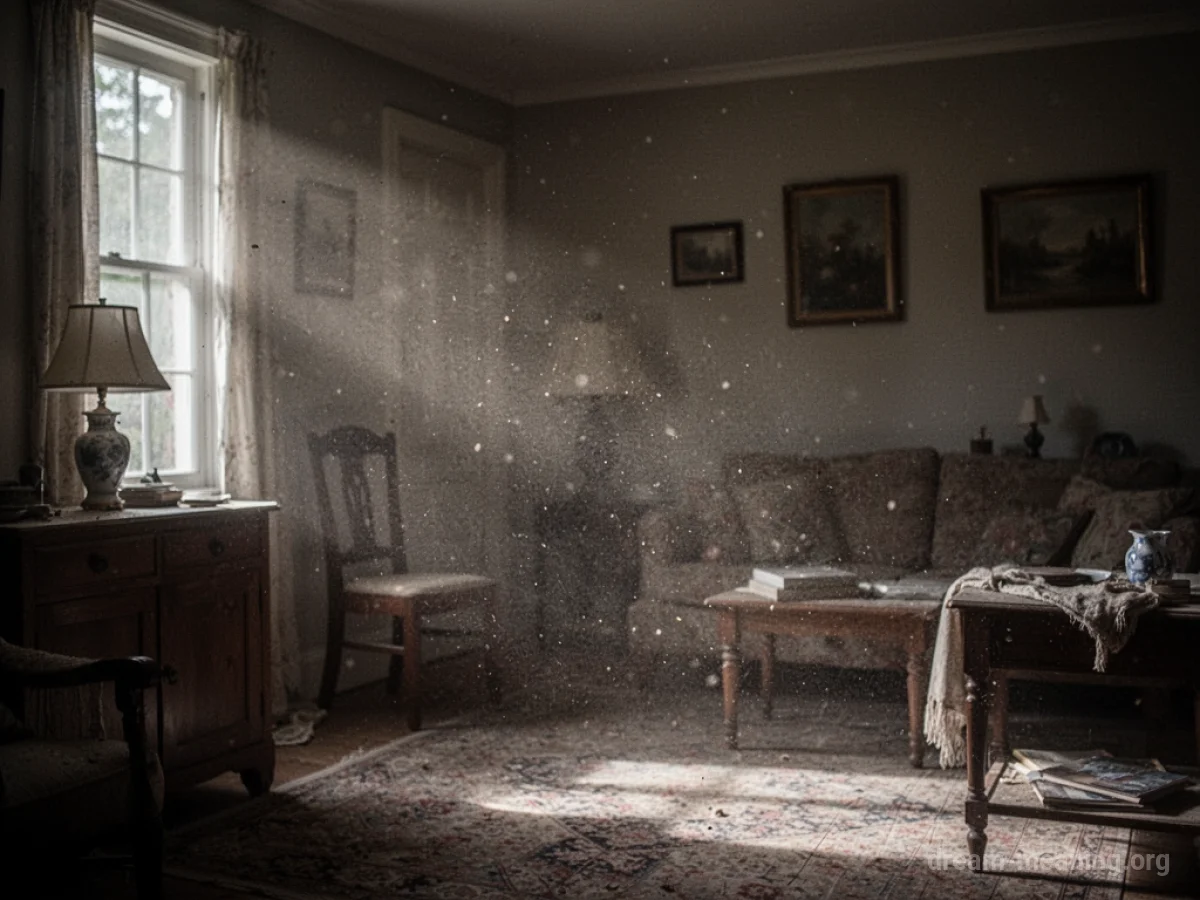 Dust motes in a hazy, dimly lit room.