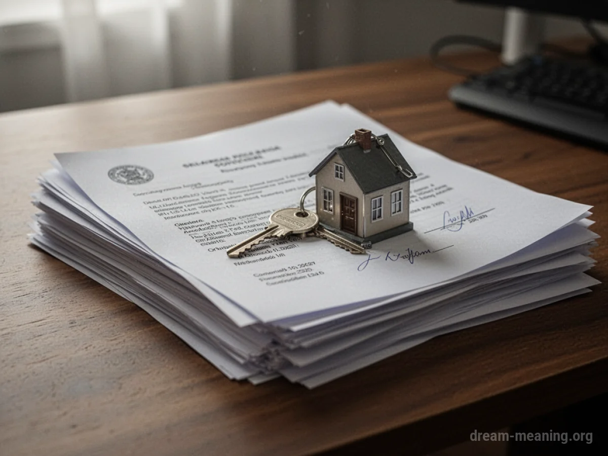 A stack of papers with a house key resting on them.