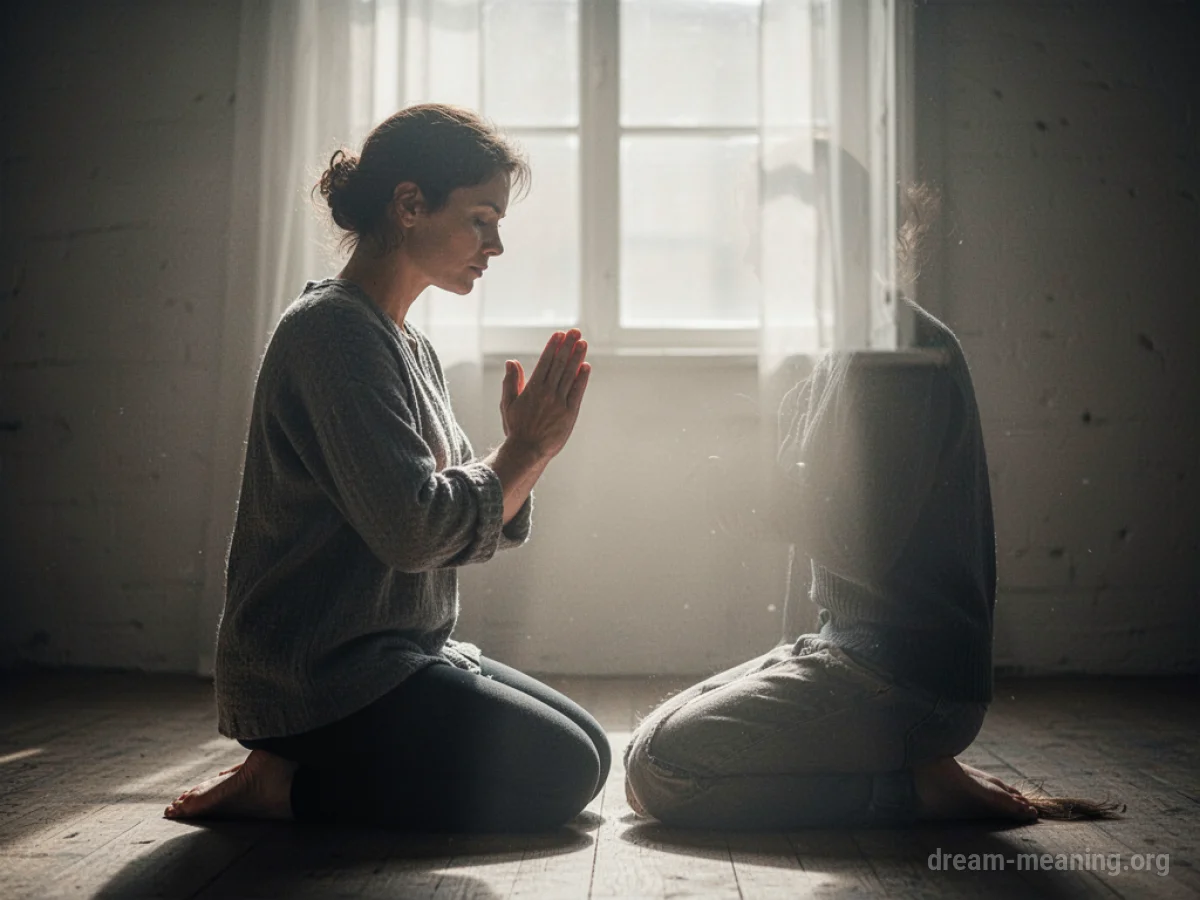 A person kneeling in prayer.