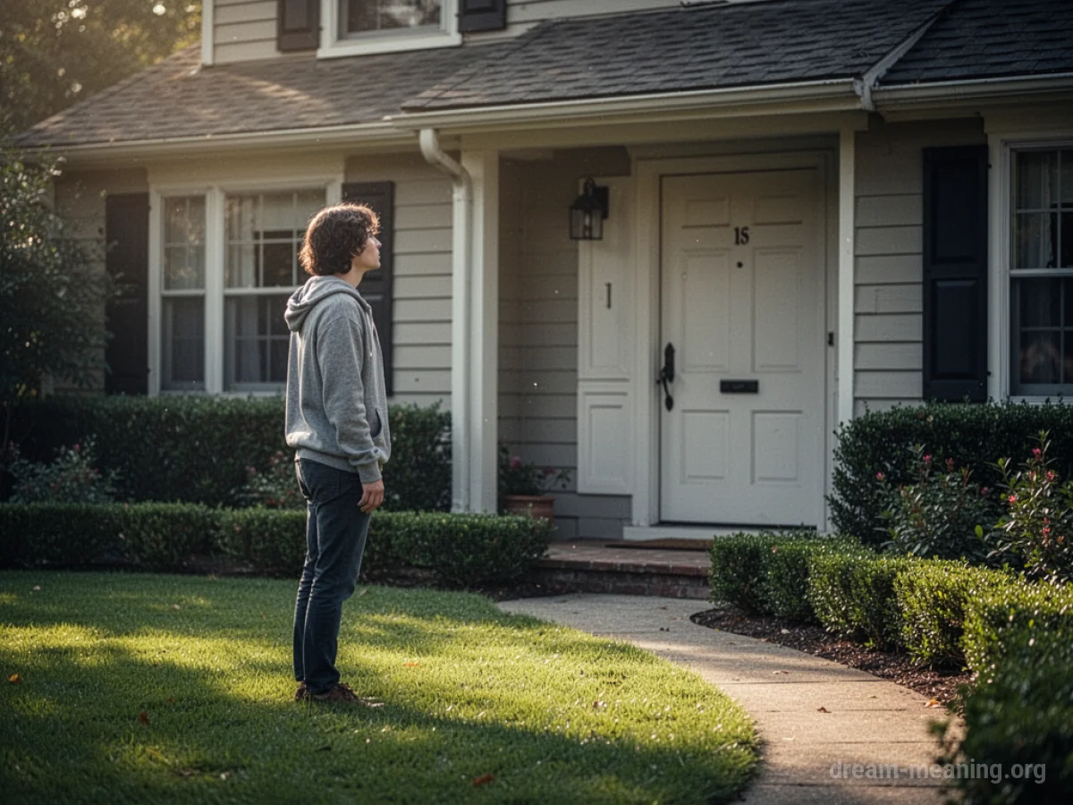 A person standing at the boundary of a private property.