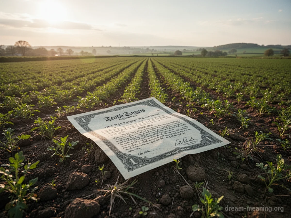A deed document placed on a patch of soil.