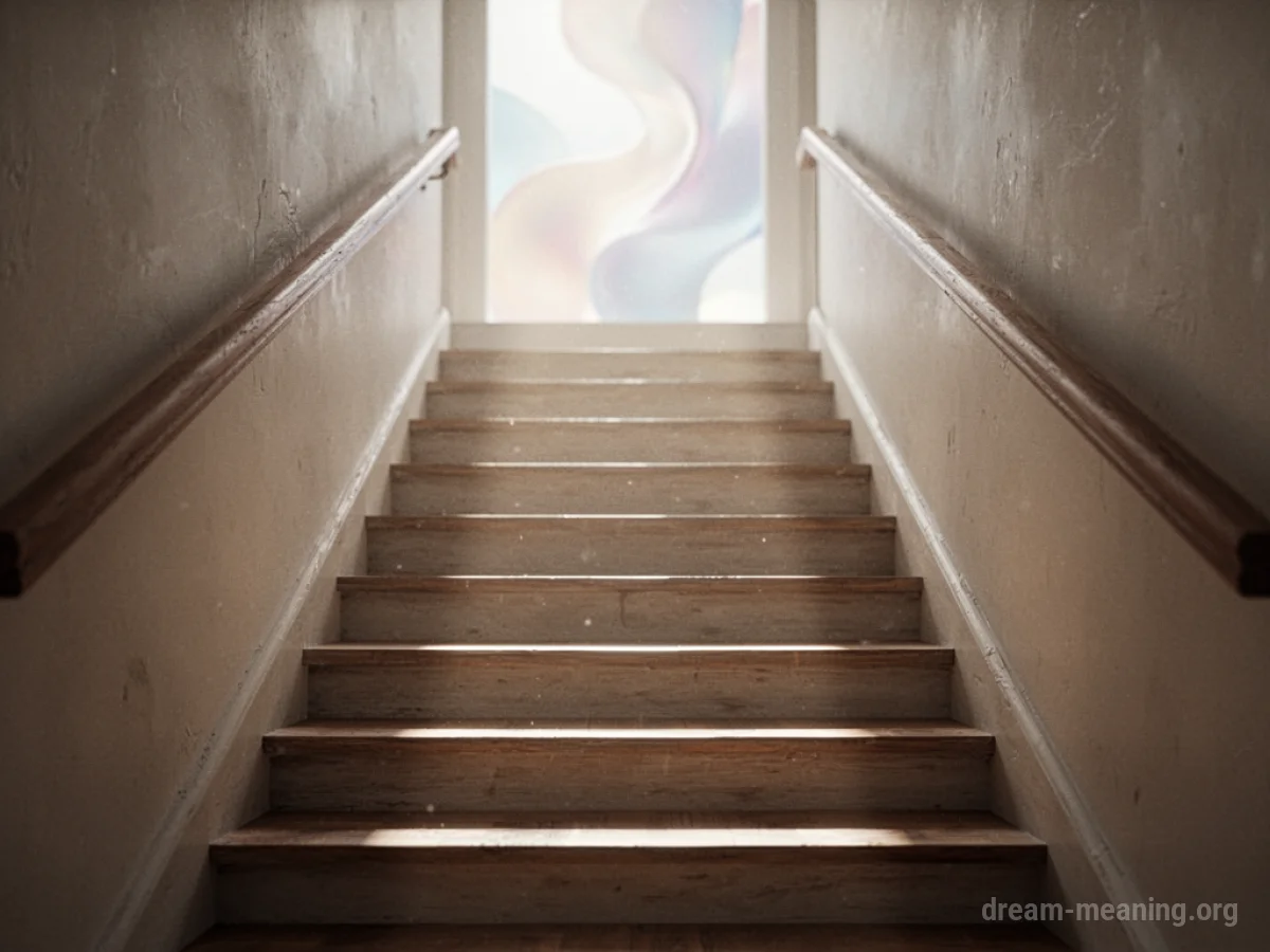 A staircase ascending into a bright light.