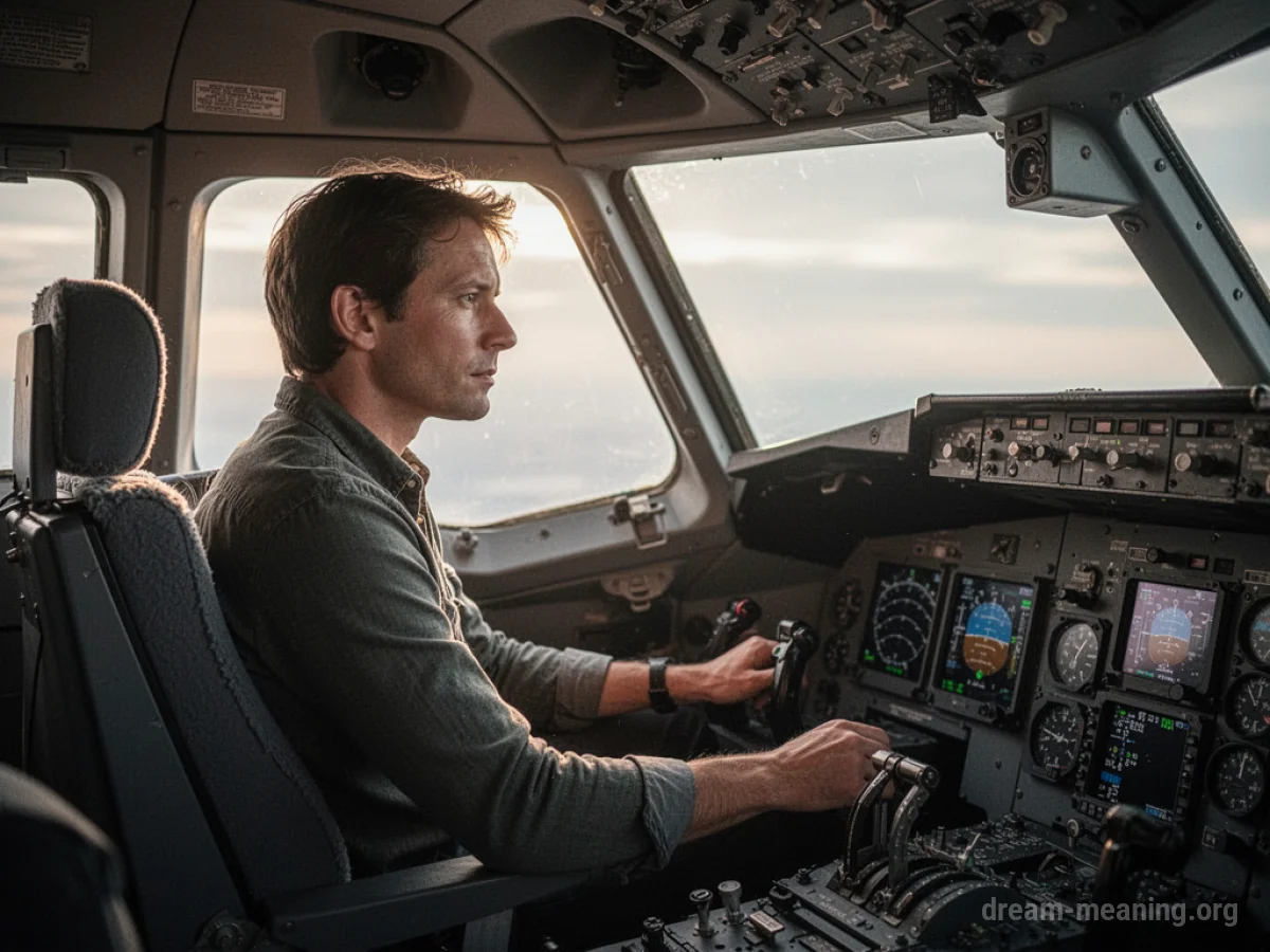 A person in an airplane cockpit looking at the controls.