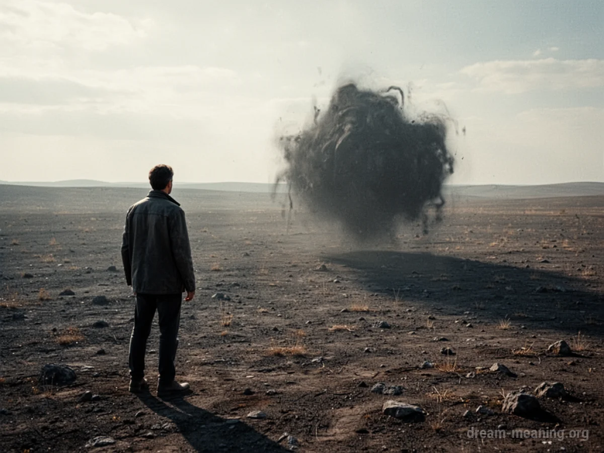 A silhouette of a person watching a distant, undefined shape disappear.