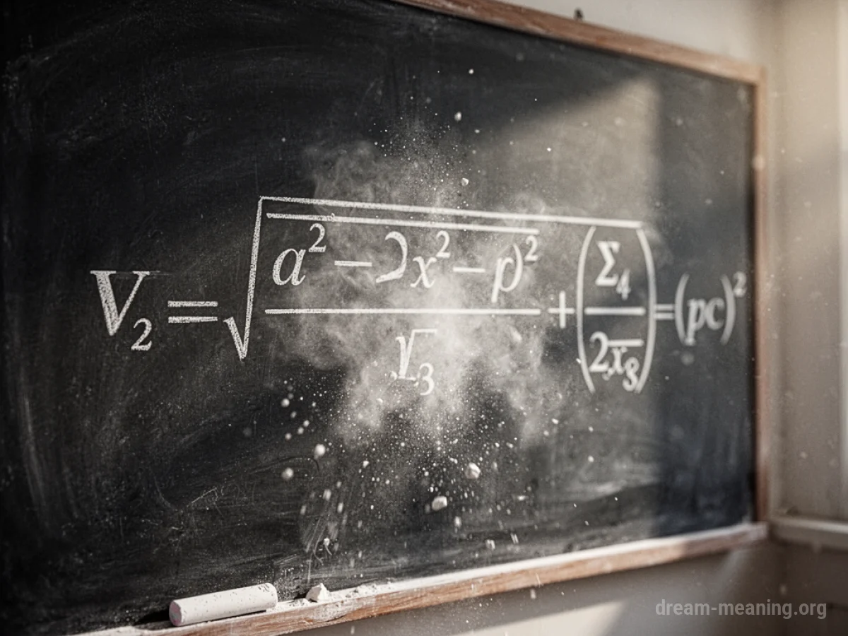 A complex mathematical equation on a chalkboard.