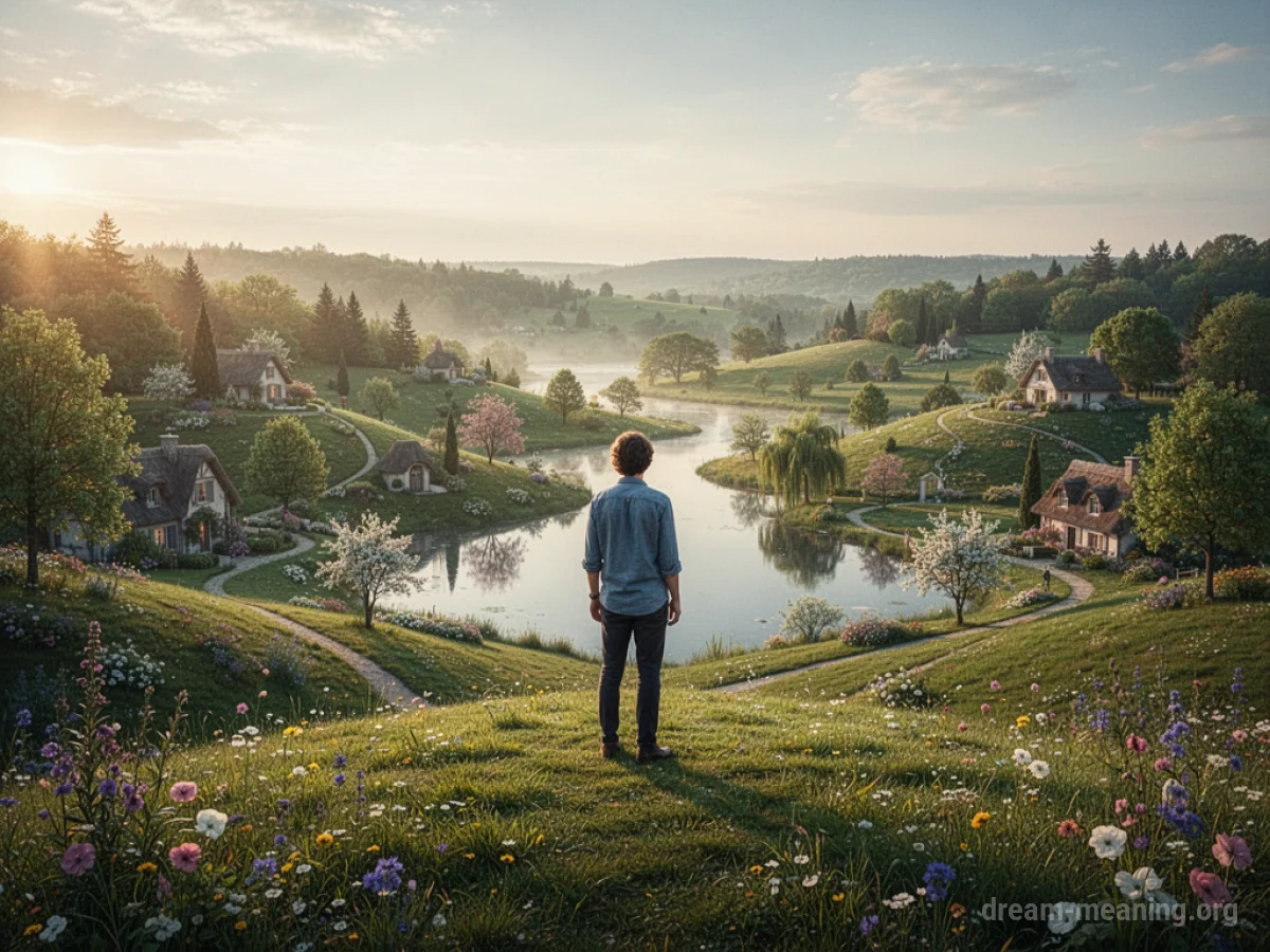 A person looking out over a peaceful, custom-made landscape.