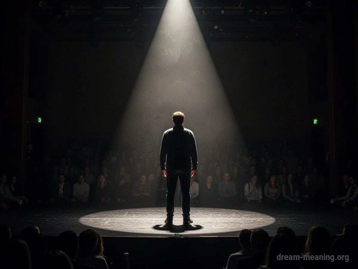 A solitary silhouette on a stage under a spotlight.
