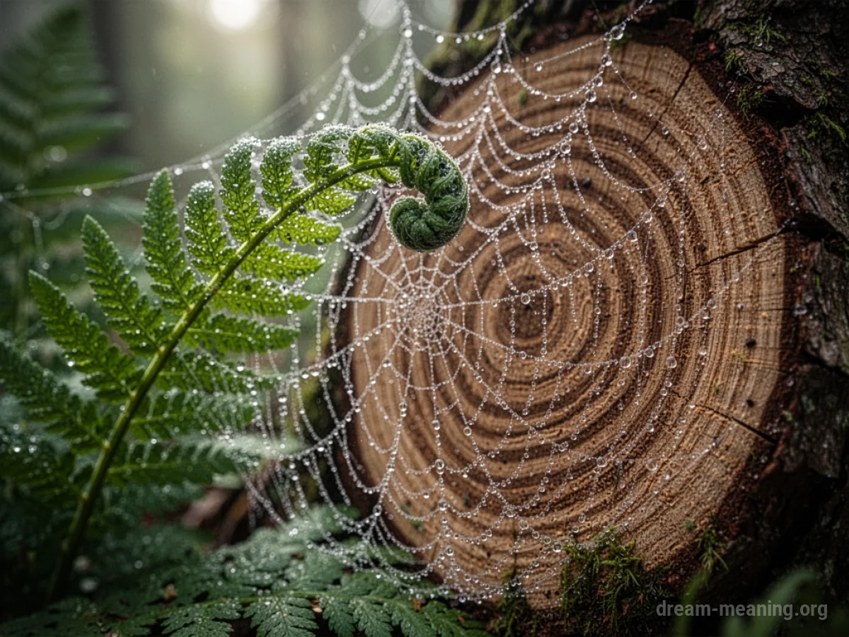 Close-up of a fern frond showing repeating spiral patterns.