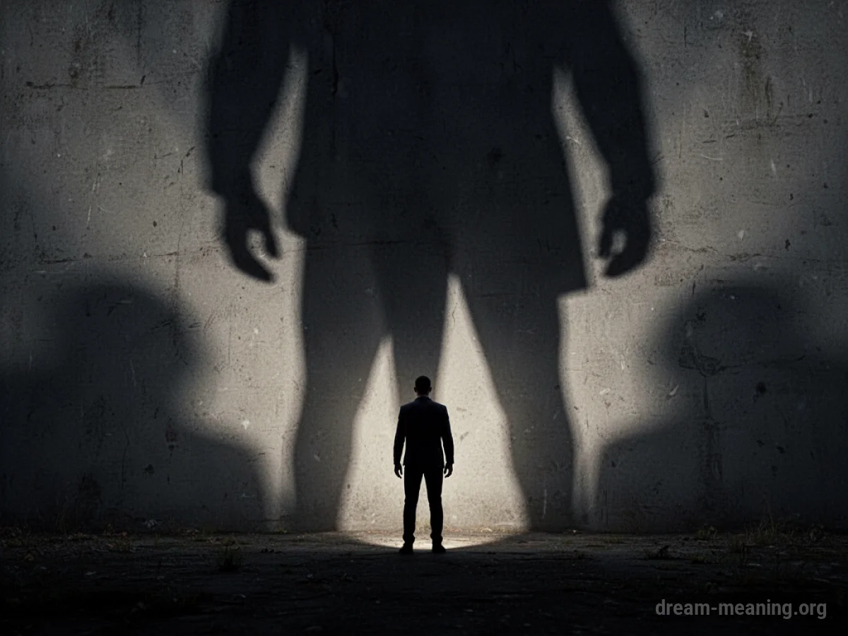 A shadowy figure appears to loom over a smaller silhouette.