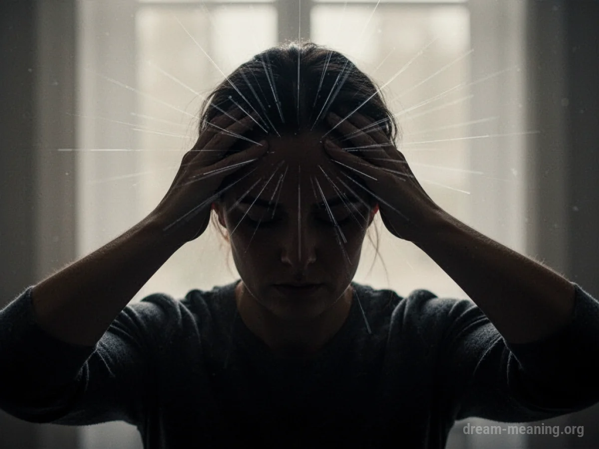 Silhouette of a person clutching their head.