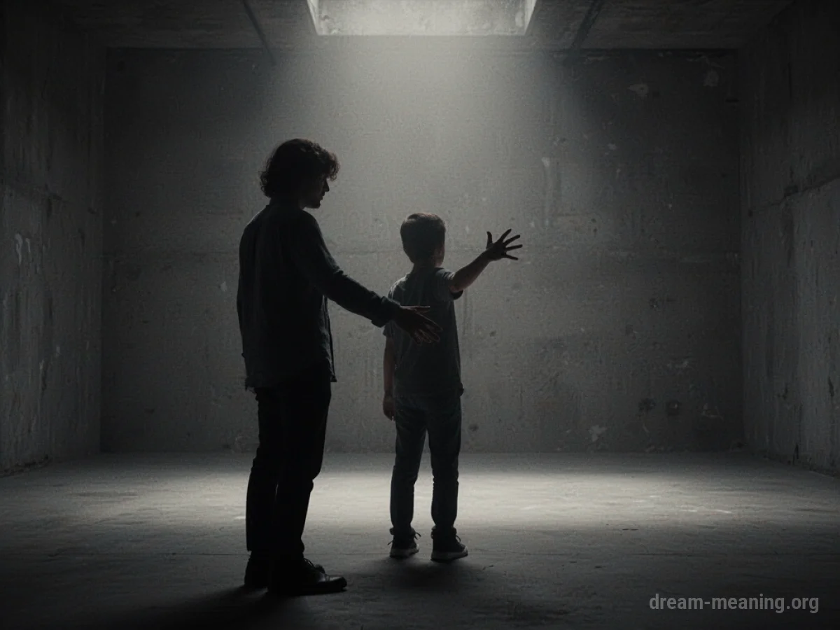 Silhouette of a person in a dark, empty space.