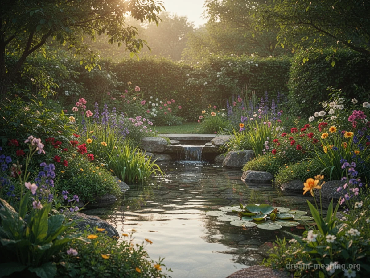 A sunlit garden with abundant plants and flowers.