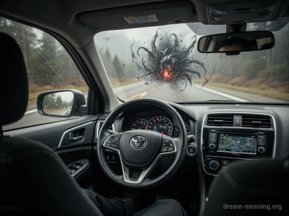 View from a car's passenger seat looking towards the windshield.