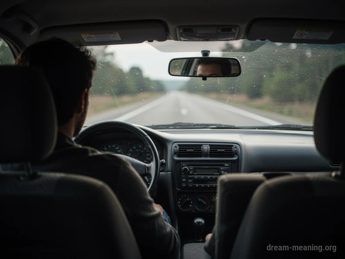 View from a car passenger seat looking towards the driver's silhouette.