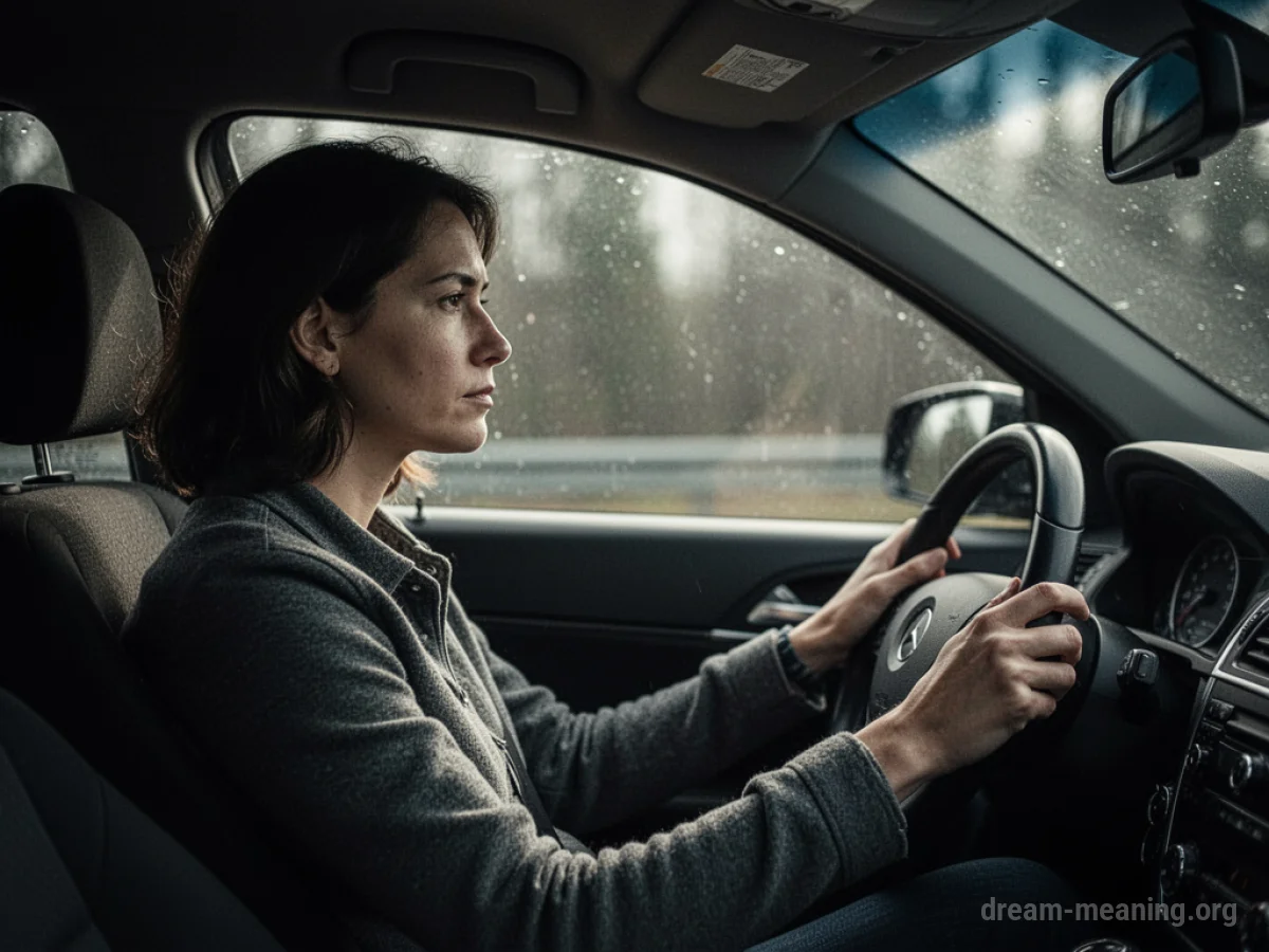 View from the passenger seat of a car looking towards the obscured driver.
