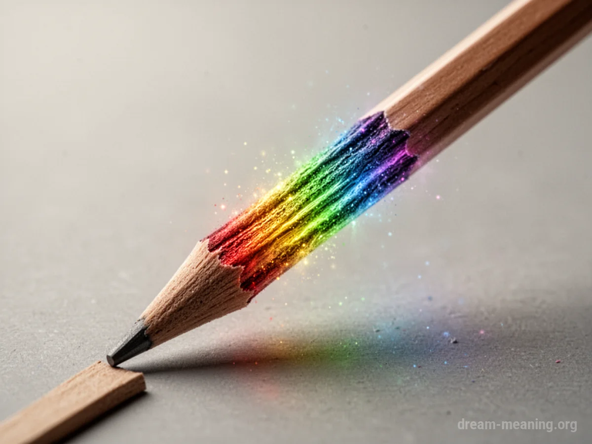 A pencil showing multiple colors along its length.
